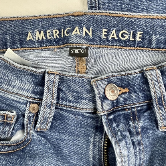 American Eagle 90's Straight Jeans Women's 0 Blue Denim Stretch Medium Wash - Picture 7 of 9
